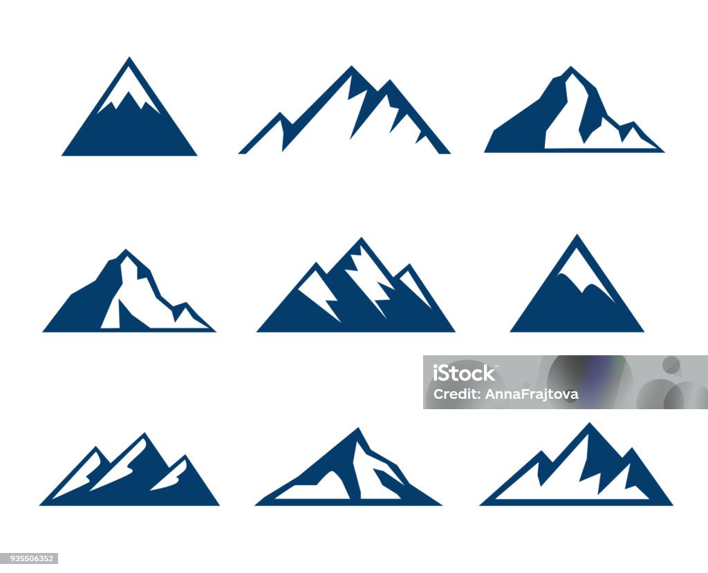 Icônes de montagne - symboles - clipart vectoriel de Montagne libre de droits