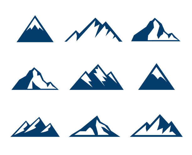 ikony górskie - symbole - mountain climbing illustrations stock illustrations