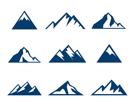 Collection of mountains icons - symbols