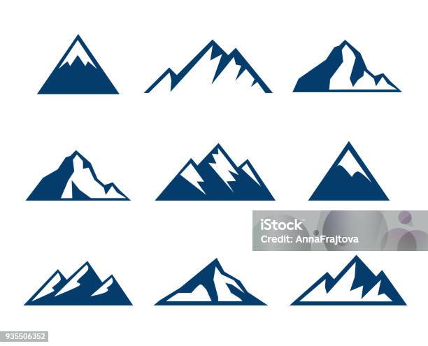Mountain Icons Symbols Stock Illustration - Download Image Now - Mountain, Icon, Vector