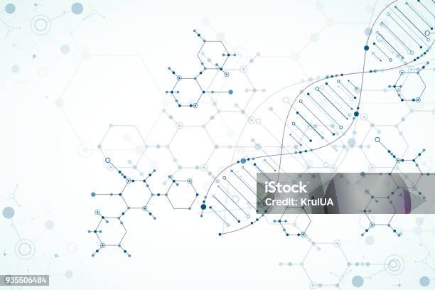 Ilustración de Plantilla De La Ciencia Fondo De Las Moléculas De Adn y más Vectores Libres de Derechos de ADN