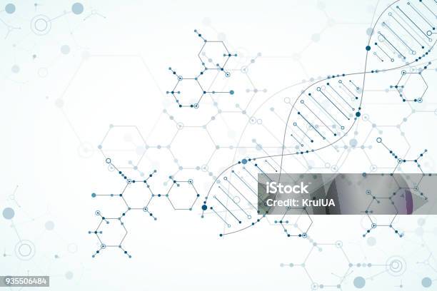 Science Template Dna Molecules Background Stock Illustration - Download Image Now - DNA, Science, Backgrounds