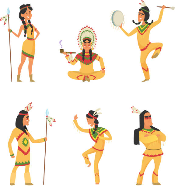 Native American Cartoons Cartoon Characters Set In Vector Style Stock  Illustration - Download Image Now - iStock