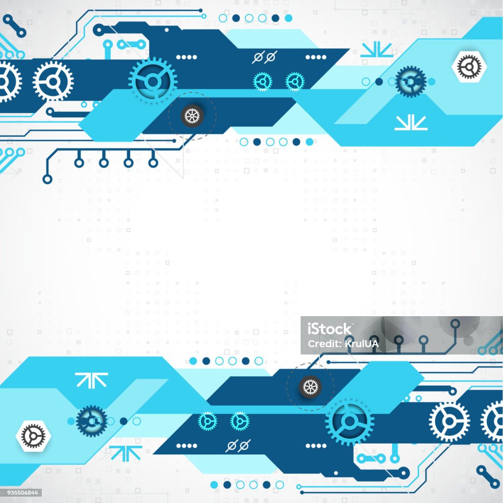 Digital Technology Engineering Header Hitech Digital Technology And Engineering Theme Stock Illustration ...