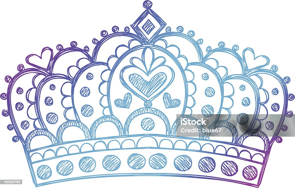 Hand-Drawn Sketchy Princess Crown Doodle  Flower stock vector