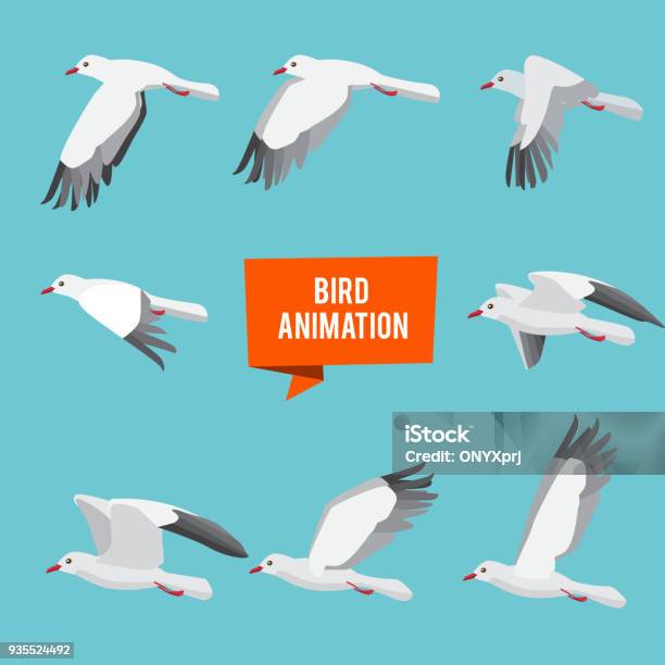 鳥が飛んでいるアニメーションのキー フレーム - 鳥のベクターアート素材や画像を多数ご用意 - 鳥, 飛ぶ, マンガ