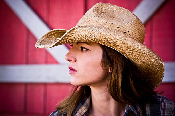 cowgirl - shirt checked women wild west foto e immagini stock