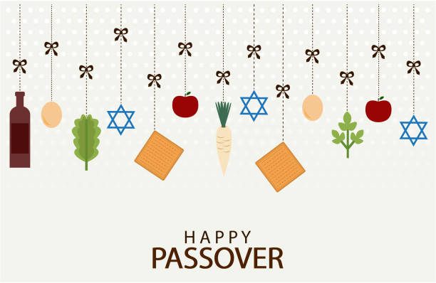 ilustraciones, imágenes clip art, dibujos animados e iconos de stock de feliz pascua judía - seder passover seder plate matzo