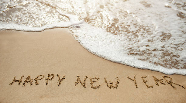 istock New year 2017 is coming - happy new year on the sand beach 935533706