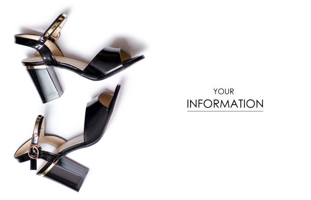 istock Black female shoes sandals pattern 935534798