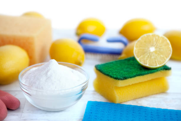 istock Cleaning accessories with baking soda and lemon 935539504
