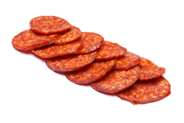 istock Spanish chorizo sausage on white background 935543126