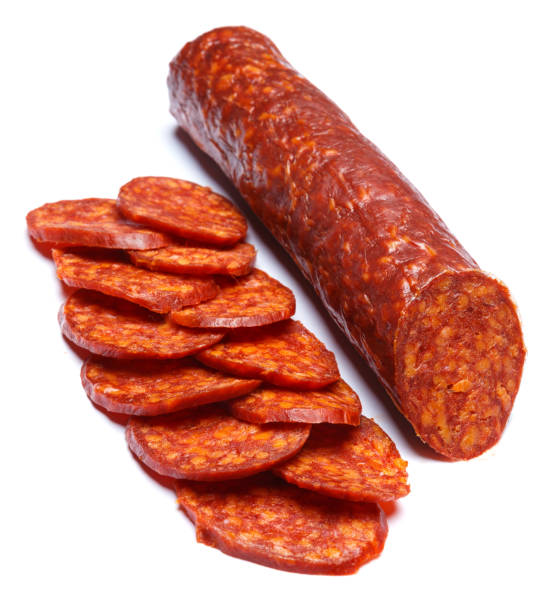 istock Spanish chorizo sausage on white background 935547550