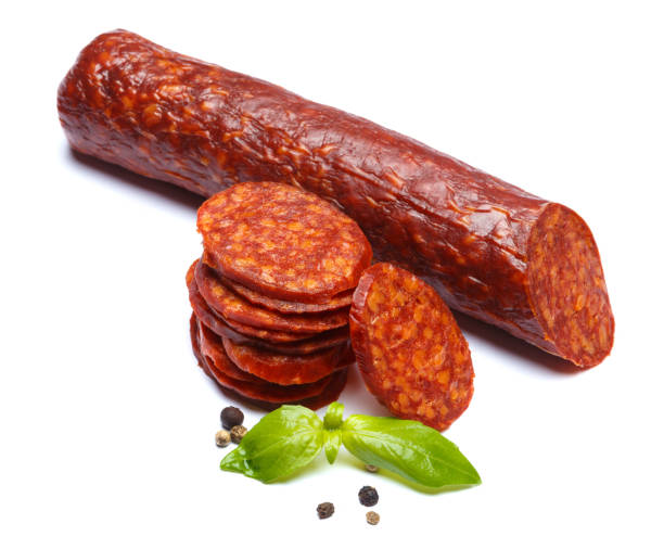 istock Spanish chorizo sausage on white background 935549726