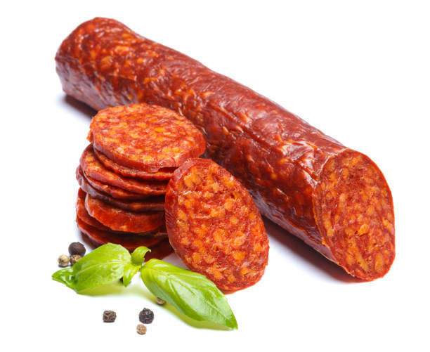 istock Spanish chorizo sausage on white background 935549772