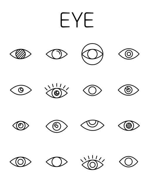 набор значков векторов, связанных с глазами. - looking at view symbol looking through window computer icon stock illustrations