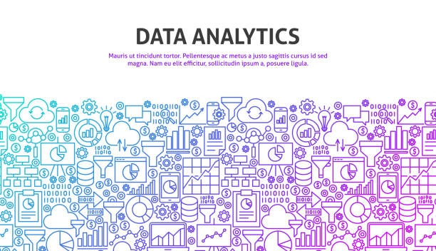 Data Analytics Concept Data Analytics Concept. Vector Illustration of Line Website Design. Banner Template. big-data stock illustrations