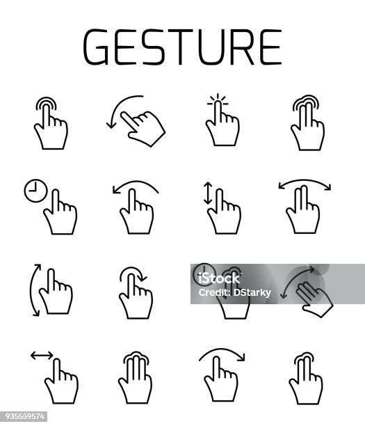 Gesture Related Vector Icon Set Stock Illustration - Download Image Now - Activity, Application Form, Arrow Symbol