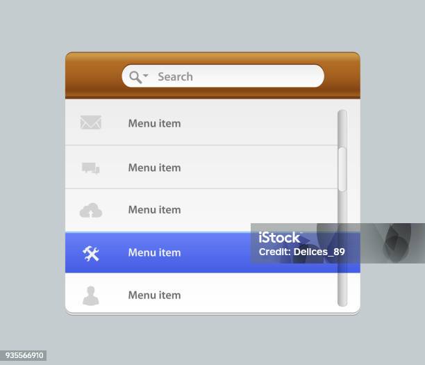Web Site Design Menu Navigation Elements With Icons Set Stock Illustration - Download Image Now