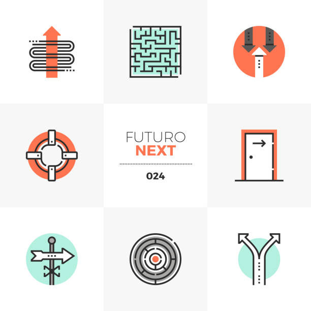 ilustrações de stock, clip art, desenhos animados e ícones de business concepts futuro next icons - challenge outline choice business