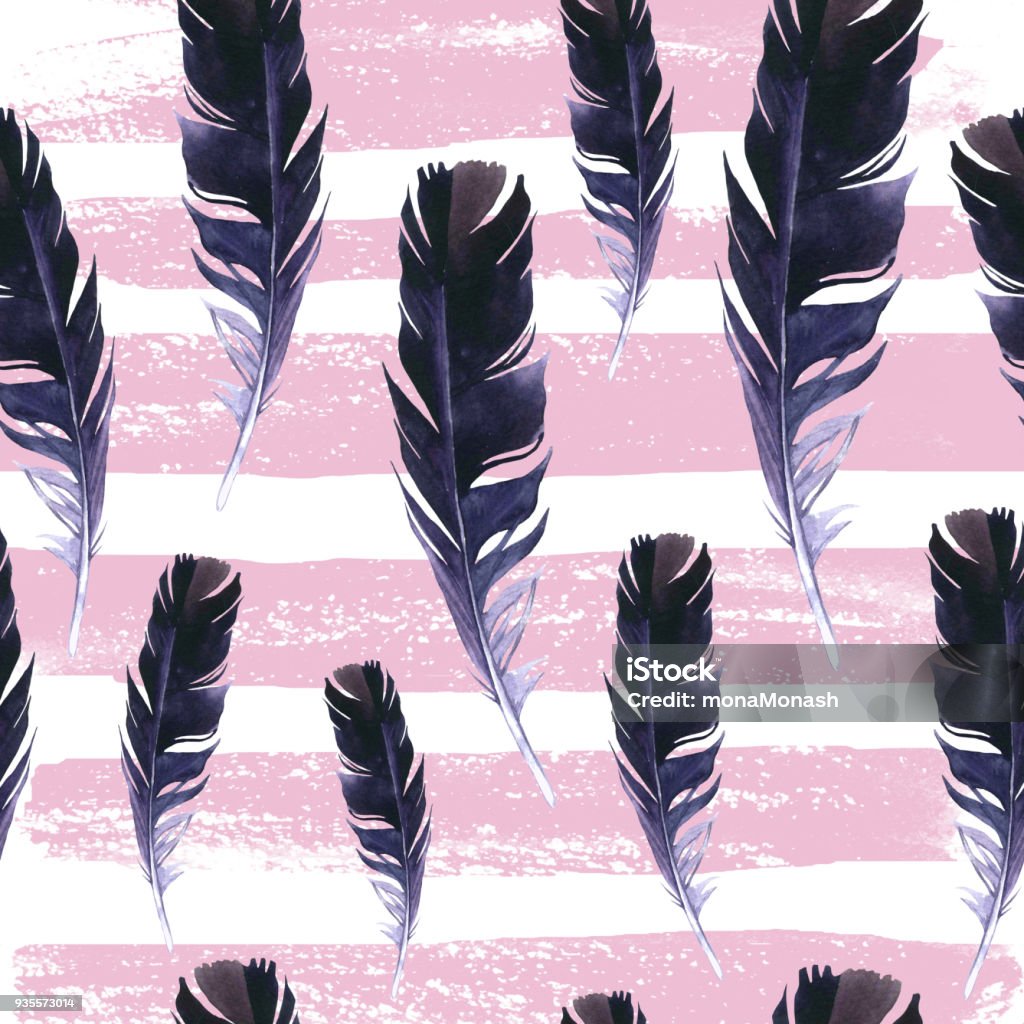Wild Pattern Background Seamless Wild Pattern Background With Feathers On A Striped Background ...