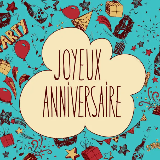 Vector illustration of French Happy Birthday background