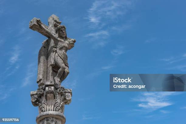Closeup Of One Of The Numerous Medieval Cruceiros In Combarro Stock Photo - Download Image Now