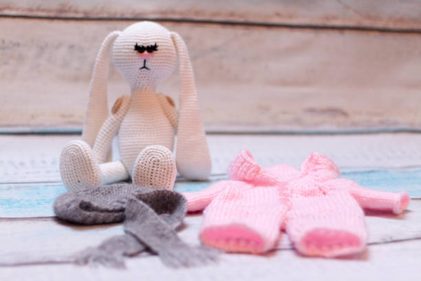 istock Knitted bunny and lamb toys 935619174