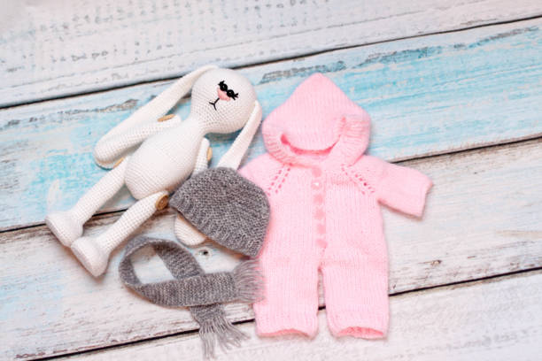 istock Knitted bunny and lamb toys 935623334