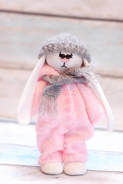 istock Knitted bunny and lamb toys 935625280