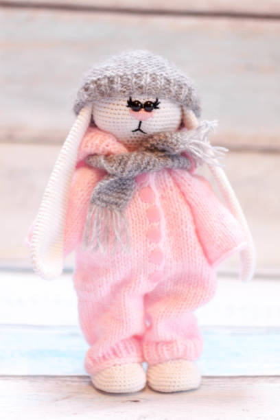 istock Knitted bunny and lamb toys 935625466