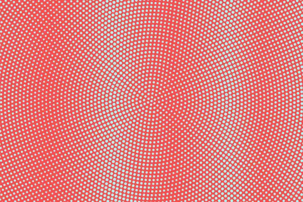 Vector illustration of Blue and red dotted halftone. Vibrant radial dotted gradient. Half tone vector background.