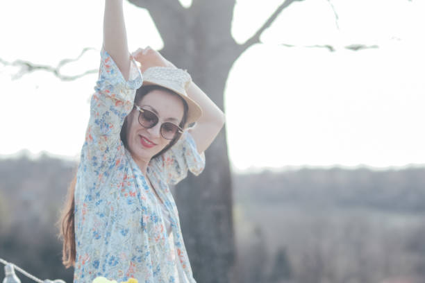 istock Relaxed woman among nature 935628598