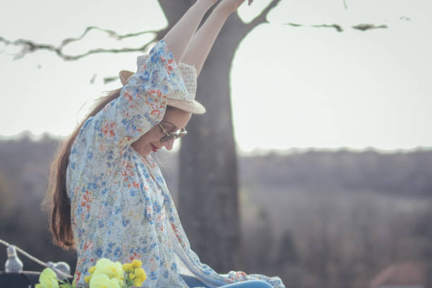 istock Relaxed woman among nature 935628614