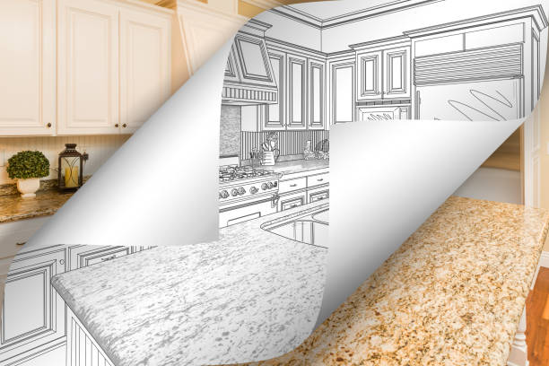 istock Kitchen Drawing Page Corners Flipping with Photo Behind 935649988