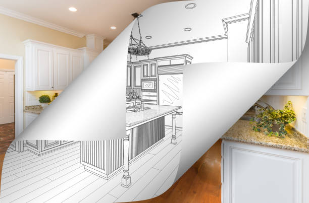 istock Kitchen Drawing Page Corners Flipping with Photo Behind 935649996