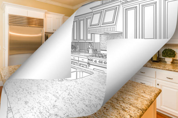 istock Kitchen Drawing Page Corners Flipping with Photo Behind 935650006