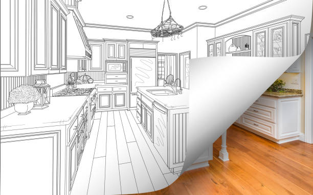 istock Kitchen Drawing Page Corner Flipping with Photo Behind 935650014