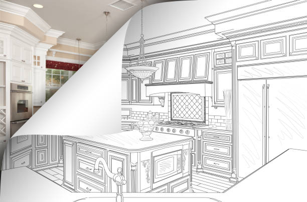 istock Kitchen Drawing Page Corner Flipping with Photo Behind 935650020