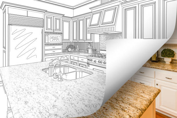 istock Kitchen Drawing Page Corner Flipping with Photo Behind 935650056