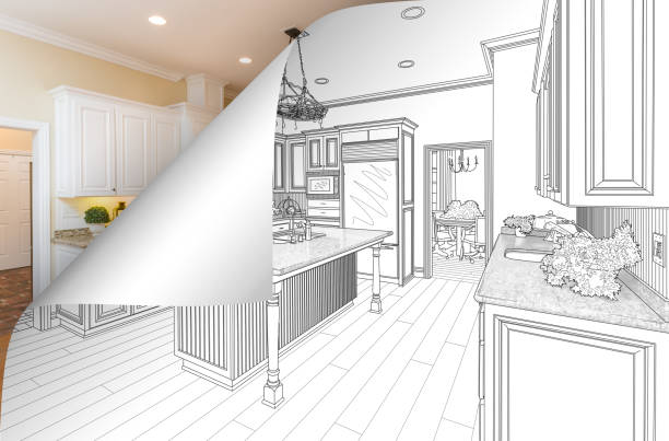 istock Kitchen Drawing Page Corner Flipping with Photo Behind 935650106