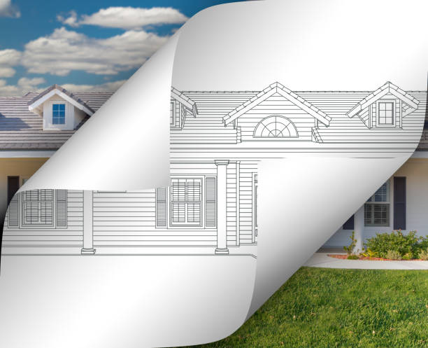 istock House Drawing Page Corners Flipping with Photo Behind 935650256