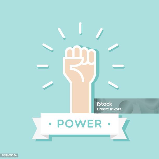 Fist Up Power Concept Vector Illustration Flat Design Stock Illustration - Download Image Now