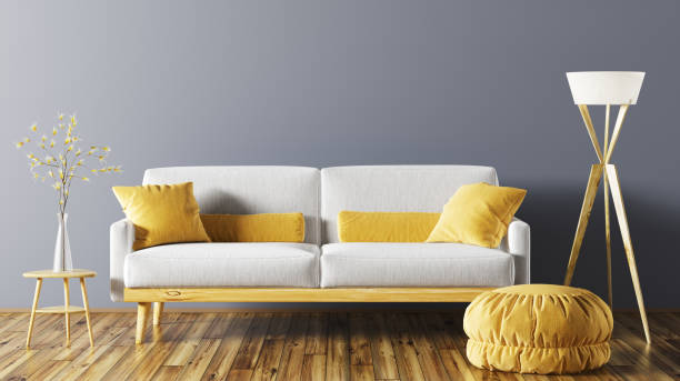 Interior of living room with sofa 3d rendering