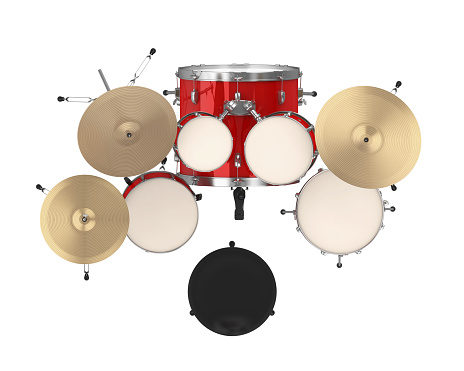 Red Drum Kit isolated on white background. 3D render