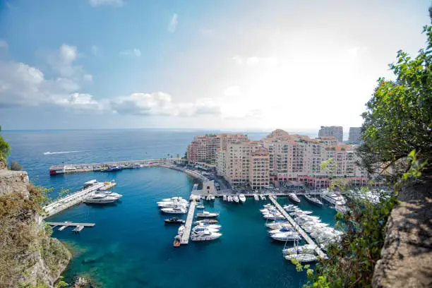 Photo of panoramic view of the bay with yachts in Monaco