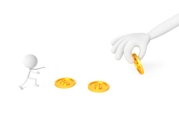 The man be enticed with money. 3D rendering.