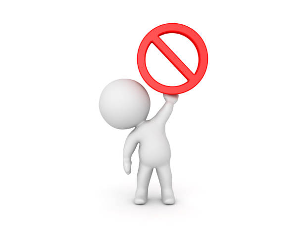 istock 3D Character lifting up red forbidden sign 935673988
