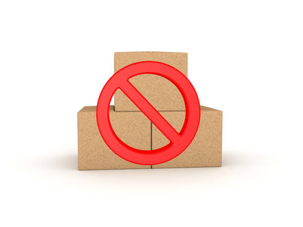 3D no symbol across of cardboard boxes