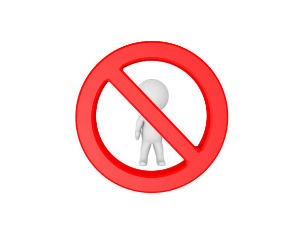 istock 3D Character behind prohibition sign 935674262